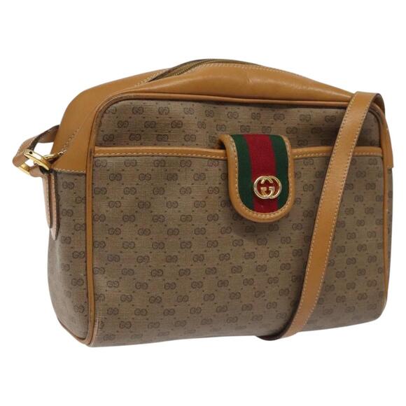 GUCCI Micro GG Supreme Web Sherry Line Bag Pvc Beige Gold 001 56 - Picture 1 of 16